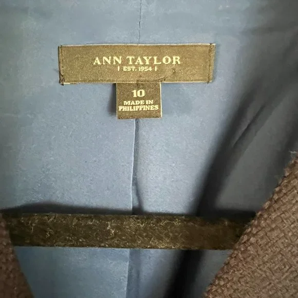 Navy Peplum Cotton Blazer // Ann Taylor Women's Size 10 - Picture 2 of 6